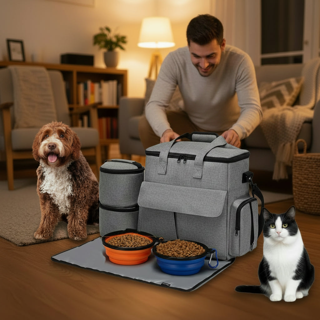 Dog Travel Bag Kit Pet Bag Out Travel Convenient Large-capacity Backpack Outdoor Travel Traveling Storage Bag Mat